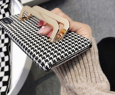 CHECKER PHONE CASE With Gold Holder for iPhone 7 Plus