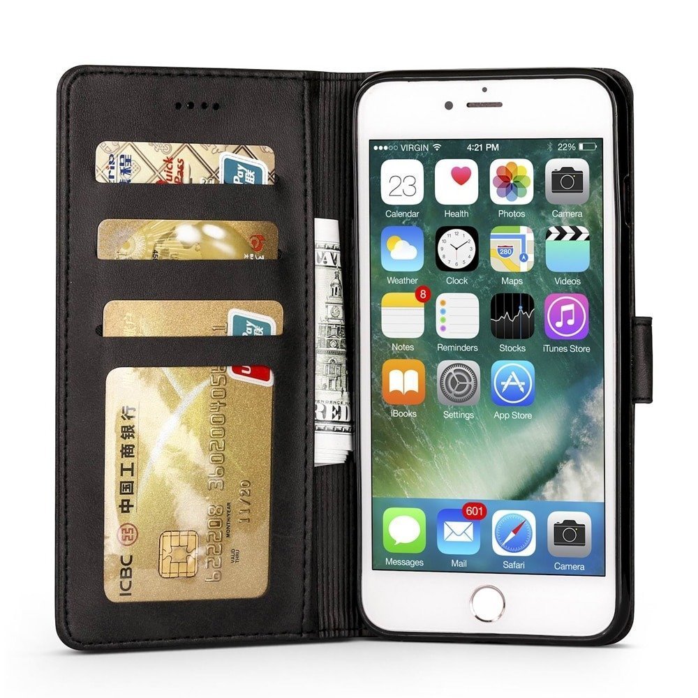 Likeur schild Skim Leather Wallet Case With Credit Card Holder For iPhone 6 / 6s Plus