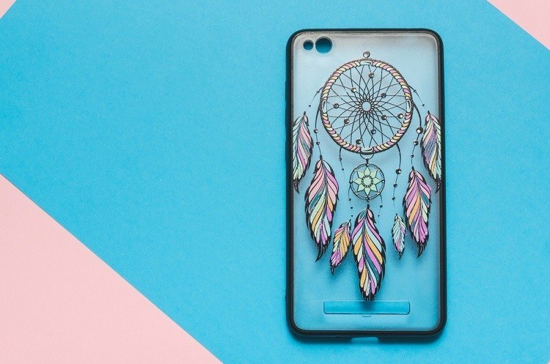 Pink phone case with dream catcher design