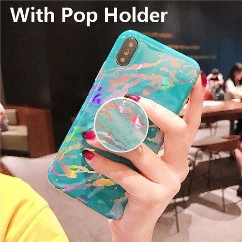 Blue Marble Holo Phone Case with holder for iPhone X Xs Max
