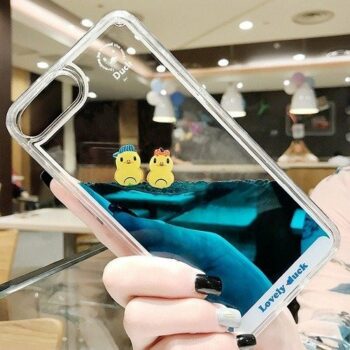 Transparent liquid yellow duck phone case