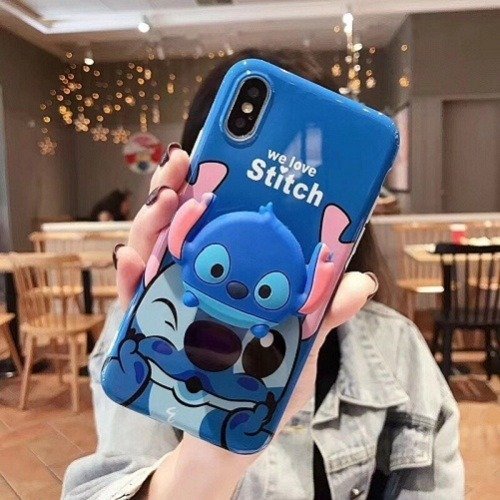 Cute Stitch Phone Case With Holder For iPhone 6 7 8 X Xs Max Samsung