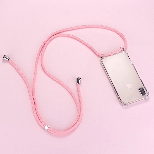 Phone Case with pink Strap Cord Necklace