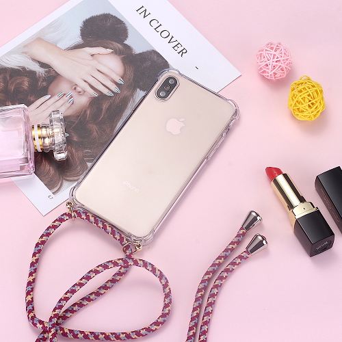 Transparent TPU Phone Case with Cord Strap Necklace