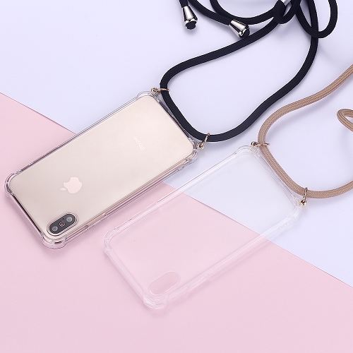 Transparent Phone Case with Cord Strap Necklace