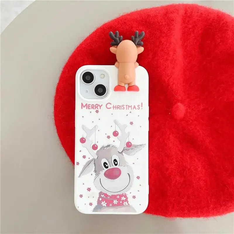 3D Reindeer Merry Christmas Phone Case with Festive Cartoon Print 3D Reindeer Merry Christmas Phone Case with Festive Cartoon Print