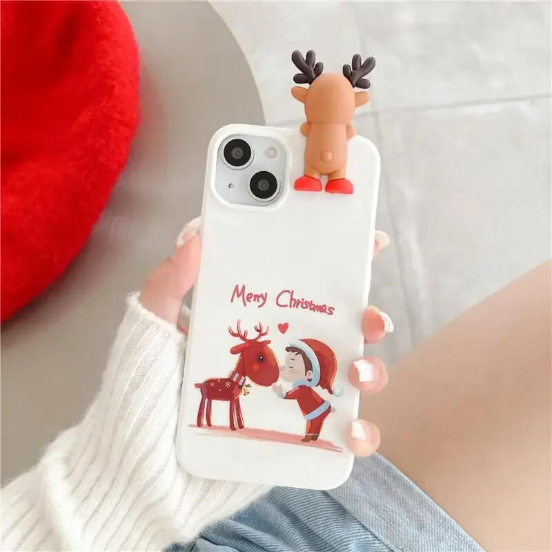 3D Reindeer Merry Christmas iPhone Case with Festive Cartoon Print 3D Reindeer Merry Christmas iPhone Case with Festive Cartoon Print
