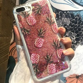 light pink pineapple glitter iphone case
