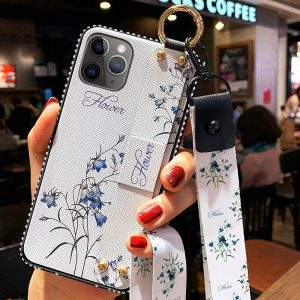 Flower iPhone Case with wrist strap and neck strap