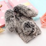 Dark Gray Furry Fluffy Rabbit Ears iPhone Case