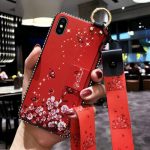 Red PHONE CASE WITH wrist strap and neck strap