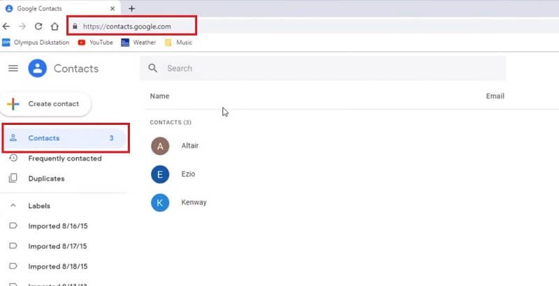go to contacts.google.com