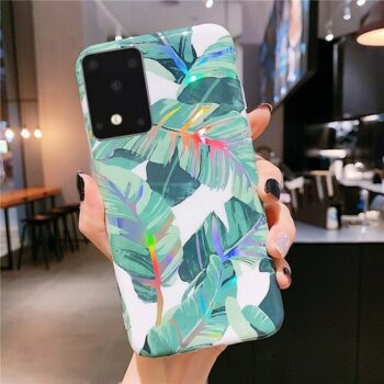 Holographic banana leaves phone case for samsung S20, S20 Plus, S20 Ultra