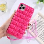 3D Love Heart Phone Case With Lanyard for iPhone