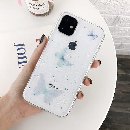 Blue Butterfly Glitter Star Phone Case for iPhone 11 PRO MAX
