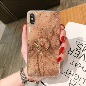 Gold Foil Marble Phone Case With Ring for iPhone Xs Max X