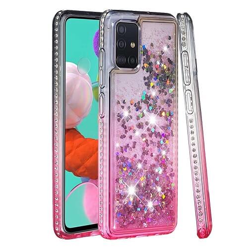 Grey Pink Waterfall Liquid Glitter Diamond Phone Case for samsung S9 Plus
