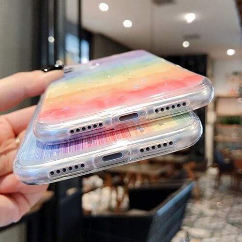 Rainbow glitter stars phone case for iPhone 11 Pro Max XS Max XR X