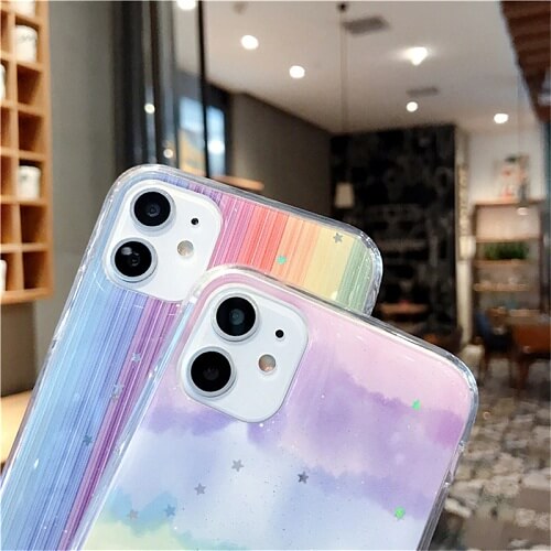 Rainbow glitter stars phone case for iPhone 6 6S 7 8 Plus