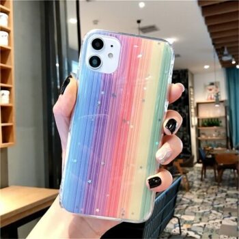 Rainbow Glitter Stars Phone Case for iPhone X XR Xs Max 11 Pro