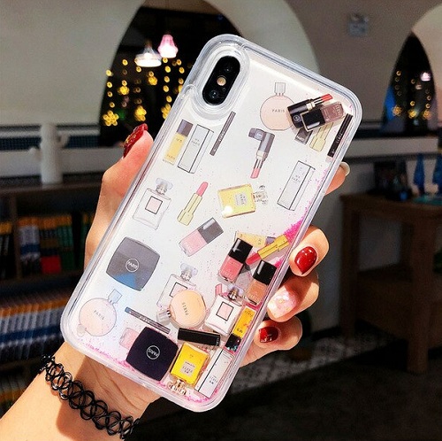 Lipstick Perfume Bottles Glitter Phone Case For Iphone 11 Pro Max Xs