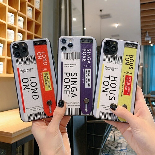 travel airline Ticket Phone Case With Wrist Strap for iPhone