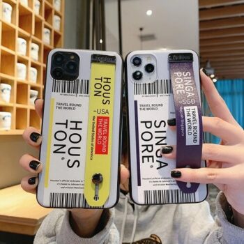 travel Airline Ticket Phone Case With Wrist Strap for iPhone