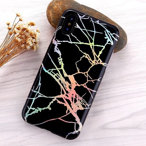Black Holographic marble phone case or iPhone 11 Pro Max
