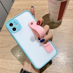 Blue Candy Color Shockproof iPhone Case with strap
