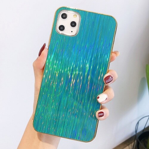 Green Glossy Holographic Phone Case For iPhone
