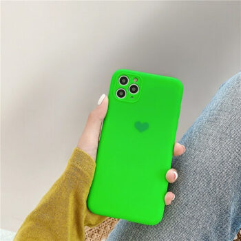 Green Neon Fluorescent Heart Phone Case For iPhone