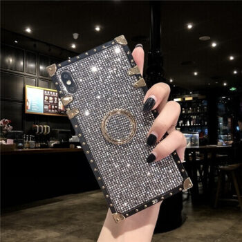 Silver Premium Bling Square Phone Case For iPhone