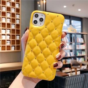 Yellow Quilted Jewel Phone Case For iPhone (1)