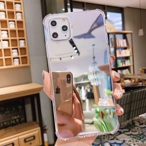 Silver Shockproof Makeup Mirror Phone Case For iPhone Xs Max