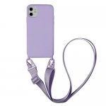 purple Silicone iPhone Case with Crossbody Strap