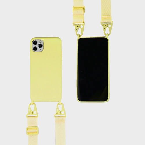 yellow Silicone phone Case with Crossbody Strap
