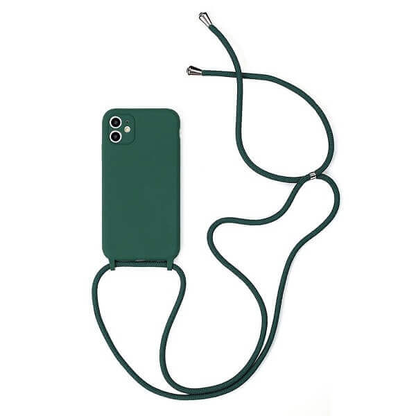 Dark Green Silicone iPhone Case With Necklace