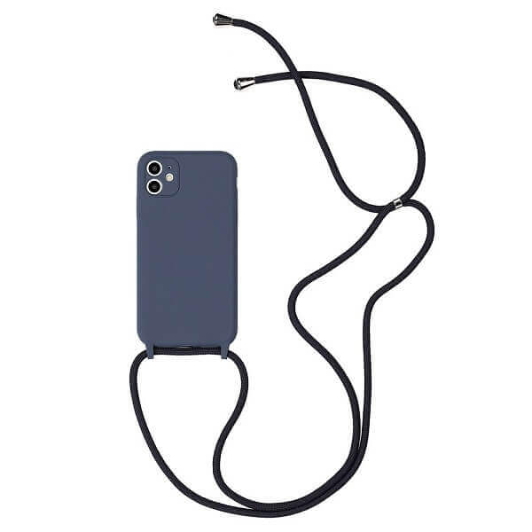 Midnight Blue Silicone phone Case With a Lanyard