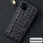 Black back bone real crocodile skin phone case