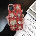 Red Fancy Flower Bling iPhone Case