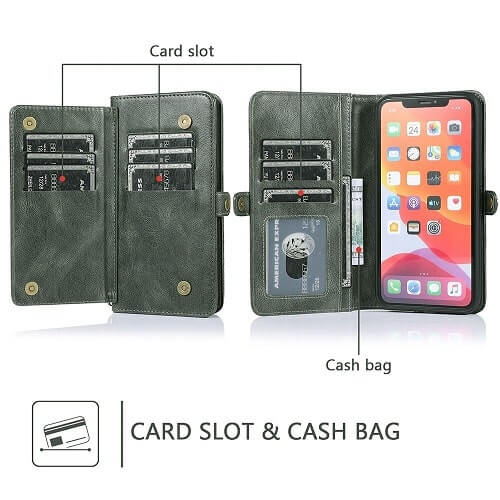 iPhone 11 Pro Max Detachable Magnetic Leather Wallet Case With Card Holder