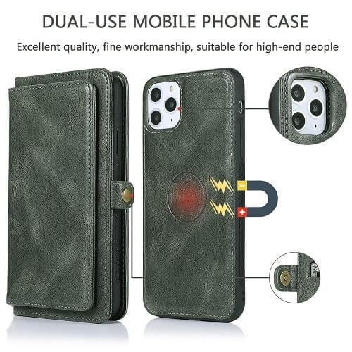 iPhone 11 Pro Max Detachable Magnetic Leather Wallet Case