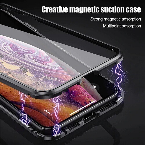 iPhone magnetic adsorption transparent tempered glass cover phone case (1)