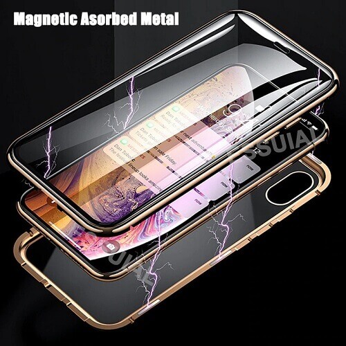 iPhone magnetic adsorption transparent tempered glass cover phone case (2)