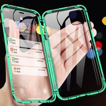 iPhone magnetic adsorption transparent tempered glass cover phone case