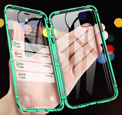 iPhone magnetic adsorption transparent tempered glass cover phone case