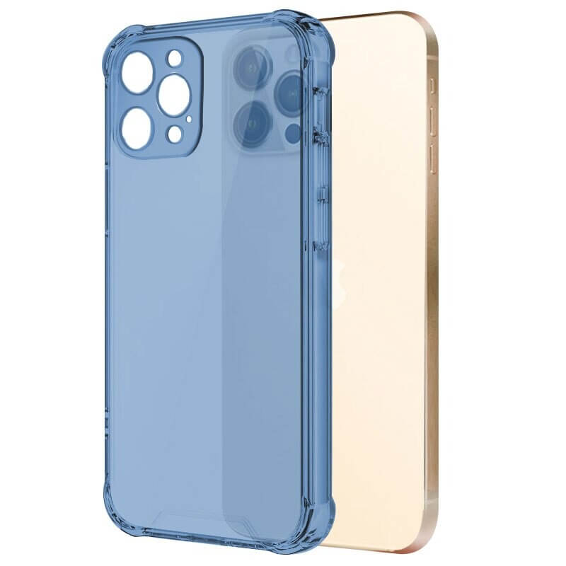 Blue Clear shockproof transparent iPhone case with camera lens protection