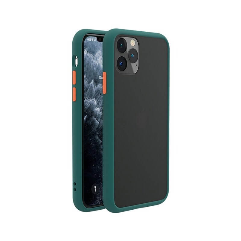 Dark green- orange Shockproof iPhone Case