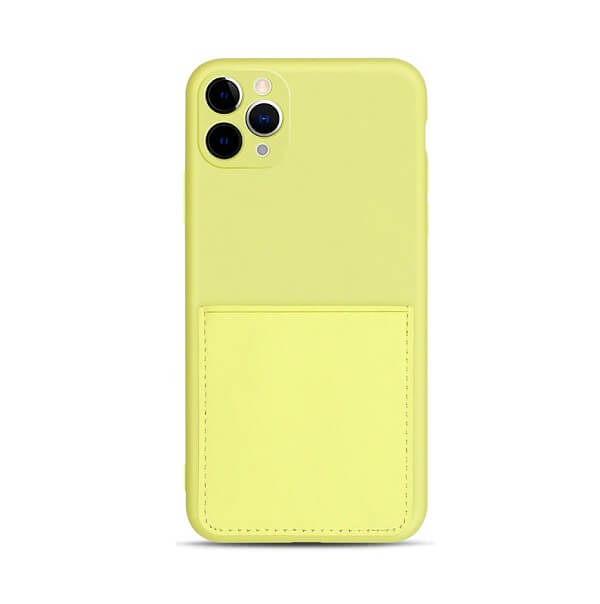 Lemon Yellow iPhone case with pocket wallet