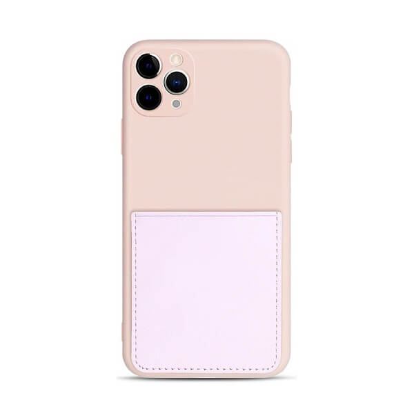 Pink iPhone case with back pocket